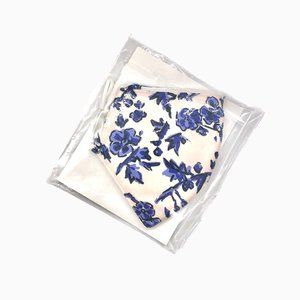 NWT Tory Burch Blue White Nip Floral Mask, Reusable